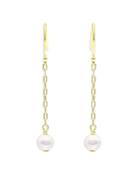 Aqua Freshwater Pearl & Paperclip Chain Linear Drop Earrings In 18k Gold Plated Sterling Silver - 100% Exclusive