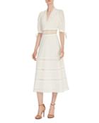 Ml Monique Lhuillier Lace Trim Swiss-dot Dress