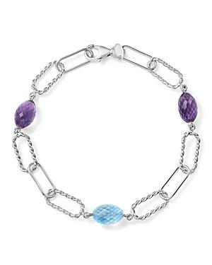 Amethyst And Blue Topaz Twisted Link Bracelet In Sterling Silver - 100% Exclusive