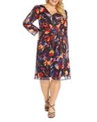 Adrianna Papell Plus Floral Chiffon Wrap Front Dress