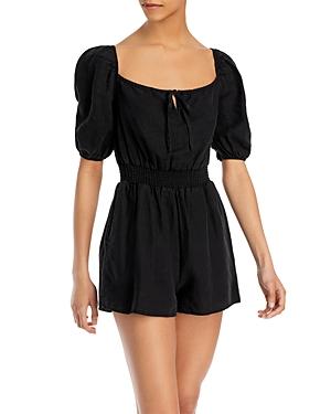 Bella Dahl Puff Sleeve Smocked Linen Romper