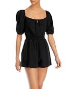 Bella Dahl Puff Sleeve Smocked Linen Romper