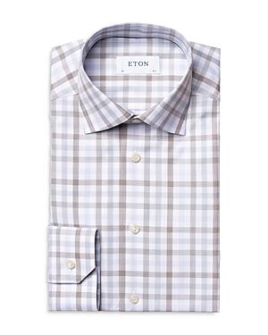 Eton Plaid Business Casual Slim Fit Dress Shirt