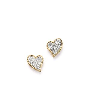 Roberto Coin 18k Yellow Gold Tiny Treasures Diamond Heart Stud Earrings