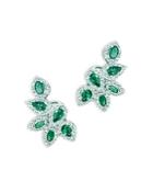 Bloomingdale's Emerald And Diamond Leaf Earrings In 14k White Gold - 100% Exclusive