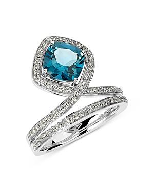 Hueb 18k White Gold Spectrum Blue Topaz & Diamond Statement Ring