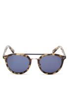 Zegna Round Leather Sunglasses, 50mm