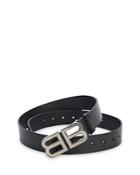 Balenciaga Men's Mirror Logo Buckle Leather Belt