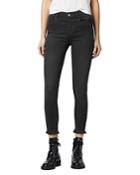 Allsaints Miller Frayed-hem Skinny Jeans In Black