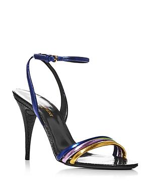 Saint Laurent Women's Sexy Multicolor Strap High Heel Sandals