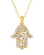 Bloomingdale's Hamsa Pendant Necklace In 14k Yellow Gold, 0.35 Ct. T.w. - 100% Exclusive