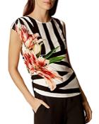 Karen Millen Striped Lily-print Top