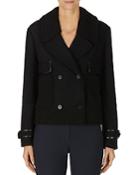 Armani Cropped Double Breasted Button Front Blouson Coat