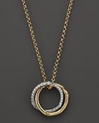 John Hardy Bamboo Small Interlinking Pave Ring Pendant Necklace In 18k Yellow Gold, 16