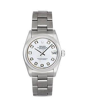 Pre-owned Rolex Stainless Steel Mid-size Datejust Watch With White Mother-of-pearl Dial And Diamonds, 31mm