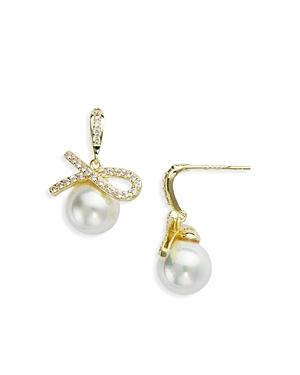 Shashi Imitation Swarovski Pearl Bow Stud Earrings