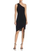 T By Alexander Wang One-shoulder Ruched Wool Dress