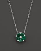 Emerald And Diamond Flower Pendant Necklace In 14k White Gold, 16 - 100% Exclusive