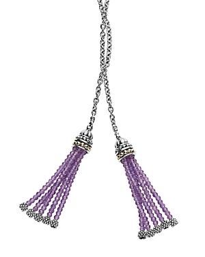 Lagos 18k Gold And Sterling Silver Lariat Necklace With Amethyst Tassels, 42