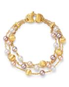 Marco Bicego 18k Yellow Gold Africa Pearl Multicolor Cultured Freshwater Pearl Multi-strand Bracelet