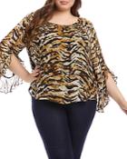 Karen Kane Plus Size Tiger Print Ruffle Sleeve Top
