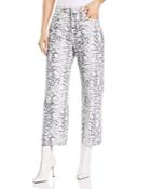 Alexanderwang.t Printed Crop Straight Jeans In Faded Python
