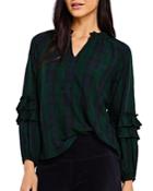 Vineyard Vines Blackwatch Ruffle Sleeve Top