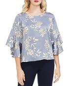 Vince Camuto Petites Printed Ruffled Bell-sleeve Blouse