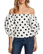 Cece By Cynthia Steffe Dappled Dots Off-the-shoulder Blouse