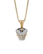 John Hardy 18k Yellow Gold Legends Macan Small Pendant Necklace With Diamonds And Swiss Blue Topaz, 16