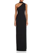 Laundry By Shelli Segal One-shoulder Mock-neck Gown