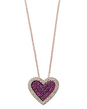 Bloomingdale's Certified Ruby & Diamond Heart Pendant Necklace In 14k Rose Gold, 18 - 100% Exclusive
