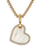 David Yurman 18k Yellow Gold Dy Elements Mother Of Pearl & Diamond Heart Amulet Pendant