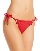 Red Carter Ribbed Triangle Bikini Bottom