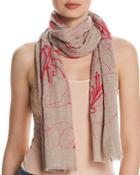 Fraas Embroidered Floral Oblong Scarf