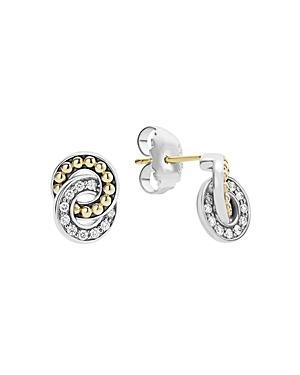 Lagos 18k Gold And Sterling Silver Enso Double Circle Stud Earrings With Diamonds