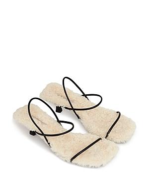 St. Agni Women's Sherpa Kitten Heel Sandals