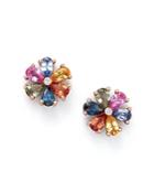 Multi Sapphire And Diamond Earrings In 14k Rose Gold