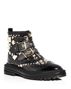 Burberry Women's Everdon Leather Studded Buckle Booties