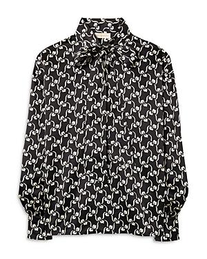 Tory Burch Printed Bow Silk Blouse