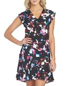 1.state Abstract Floral Print Flounce Dress