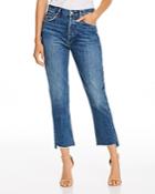 Agolde Riley Frayed-hem Cropped Straight-leg Jeans In Disguise
