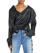 Hellessy Halsey Houndstooth Asymmetric Silk Top - 100% Exclusive