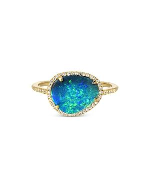 Zoe Lev 14k Yellow Gold Diamond Opal Ring