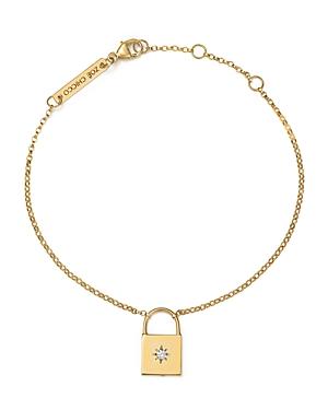 Zoe Chicco 14k Yellow Gold Padlock Charm Bracelet With Diamond
