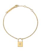 Zoe Chicco 14k Yellow Gold Padlock Charm Bracelet With Diamond