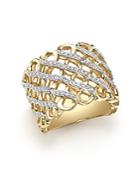 Diamond Multirow Twisted Ring In 14k Yellow Gold, .35 Ct. T.w.