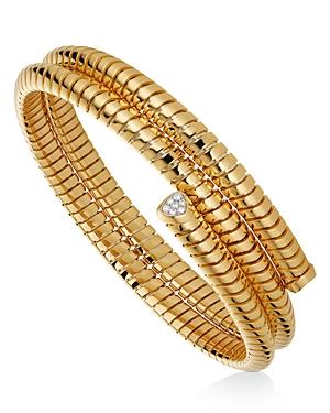 Marina B 18k Yellow Gold Trisolina Triple Diamond Pave Bangle Bracelet