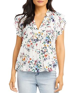 Karen Kane Floral Print Tie Neck Top
