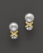 Lagos 18k Gold And Sterling Silver Luna Cultured Freshwater Pearl Button Earrings, 8mm